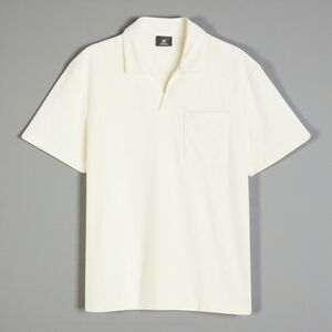 H&M Regular Fit Terry Polo Shirt Cream Men's M
